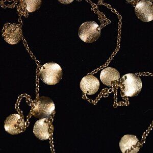 Long Gold Necklace with Hammered Coins
